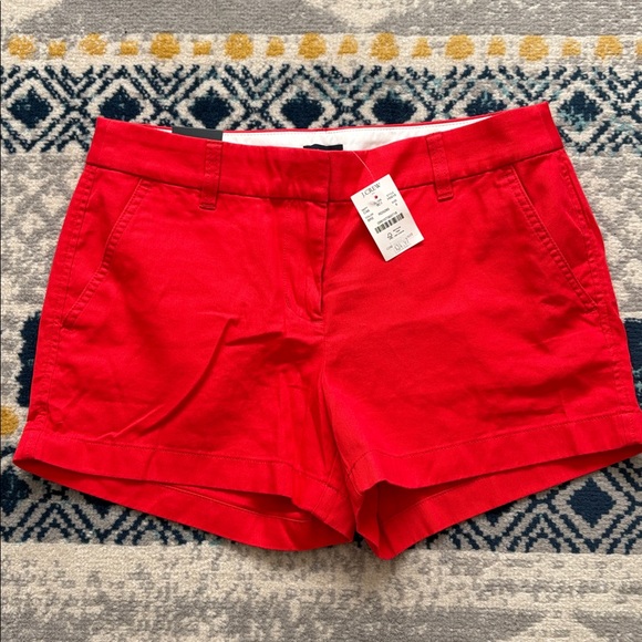 J. Crew Pants - J Crew Red Shorts Size 6 100% Cotton 3 1/2 inch inseam NWT